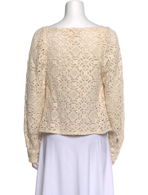 Sézane Lace Pattern Square Neckline Crop Top