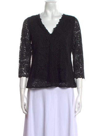 Sézane Lace Pattern V-Neck Blouse