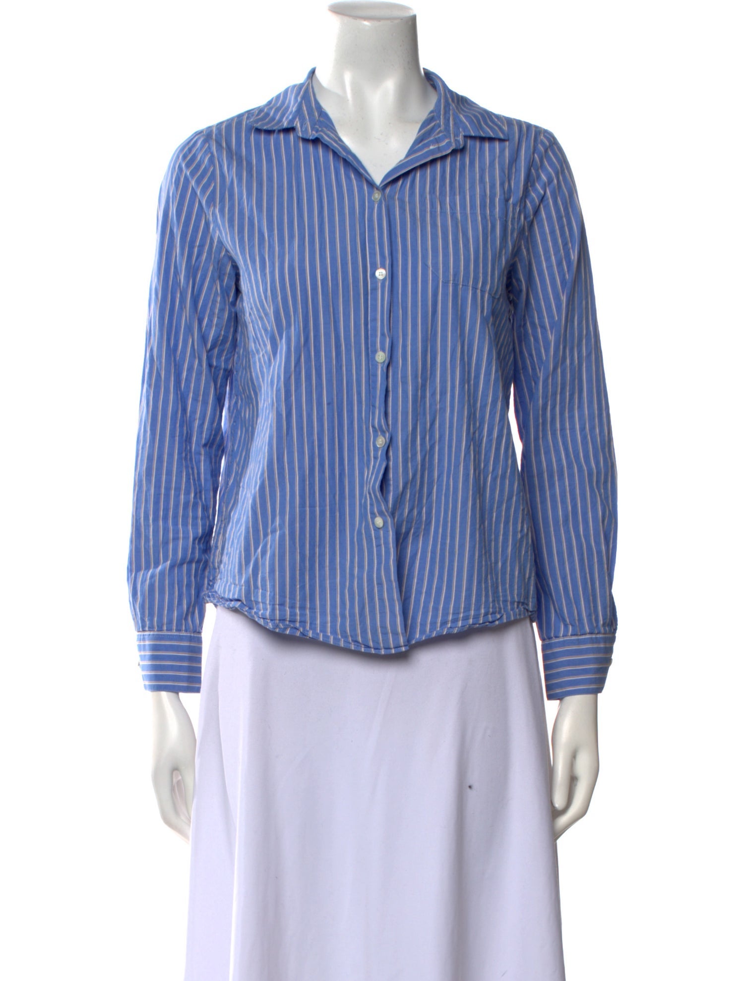 Sézane Striped Long Sleeve Button-Up Top