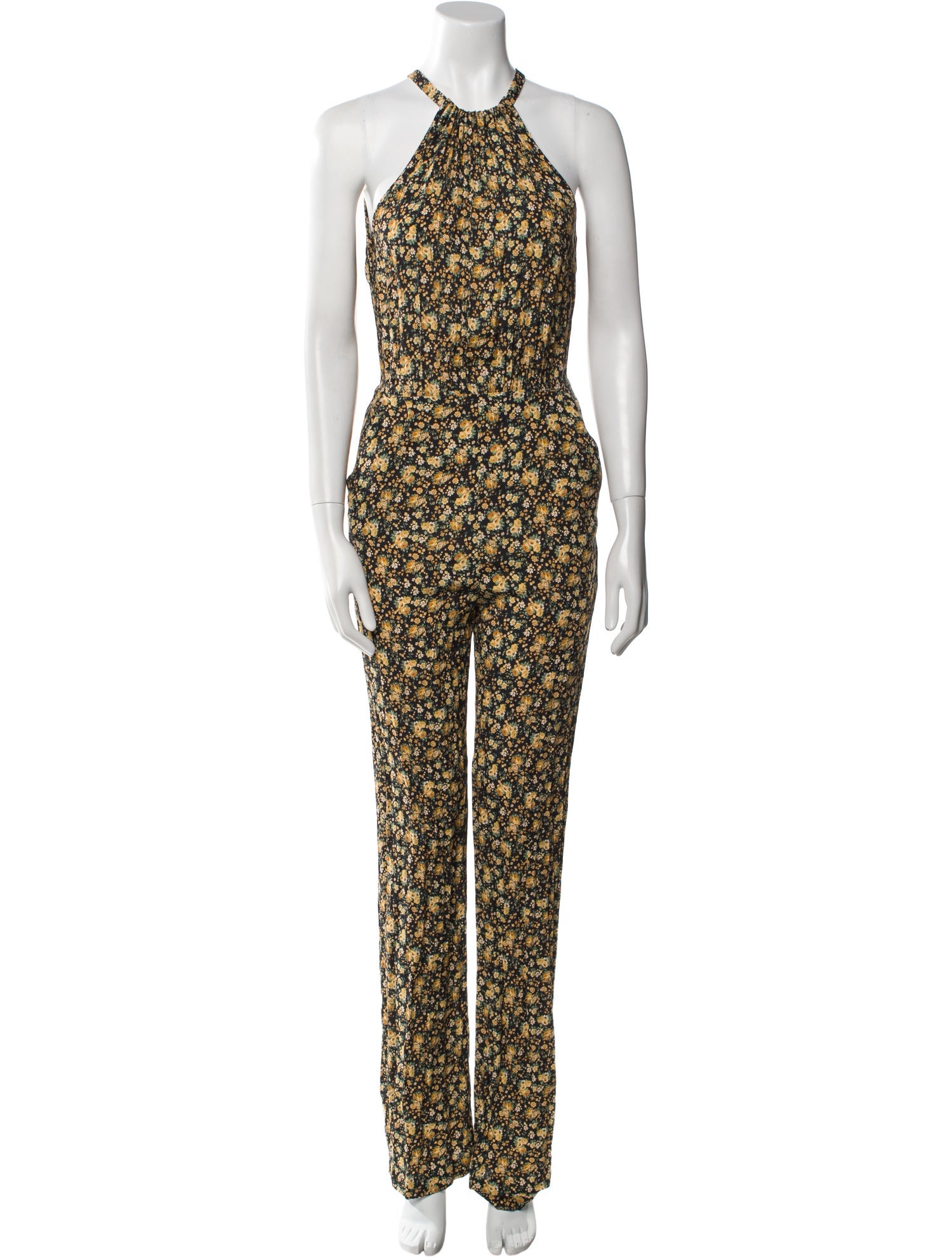 Sézane Floral Print Crew Neck Jumpsuit