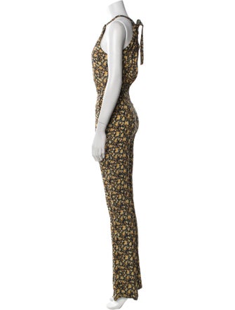 Sézane Floral Print Crew Neck Jumpsuit