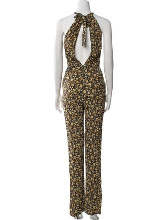 Sézane Floral Print Crew Neck Jumpsuit