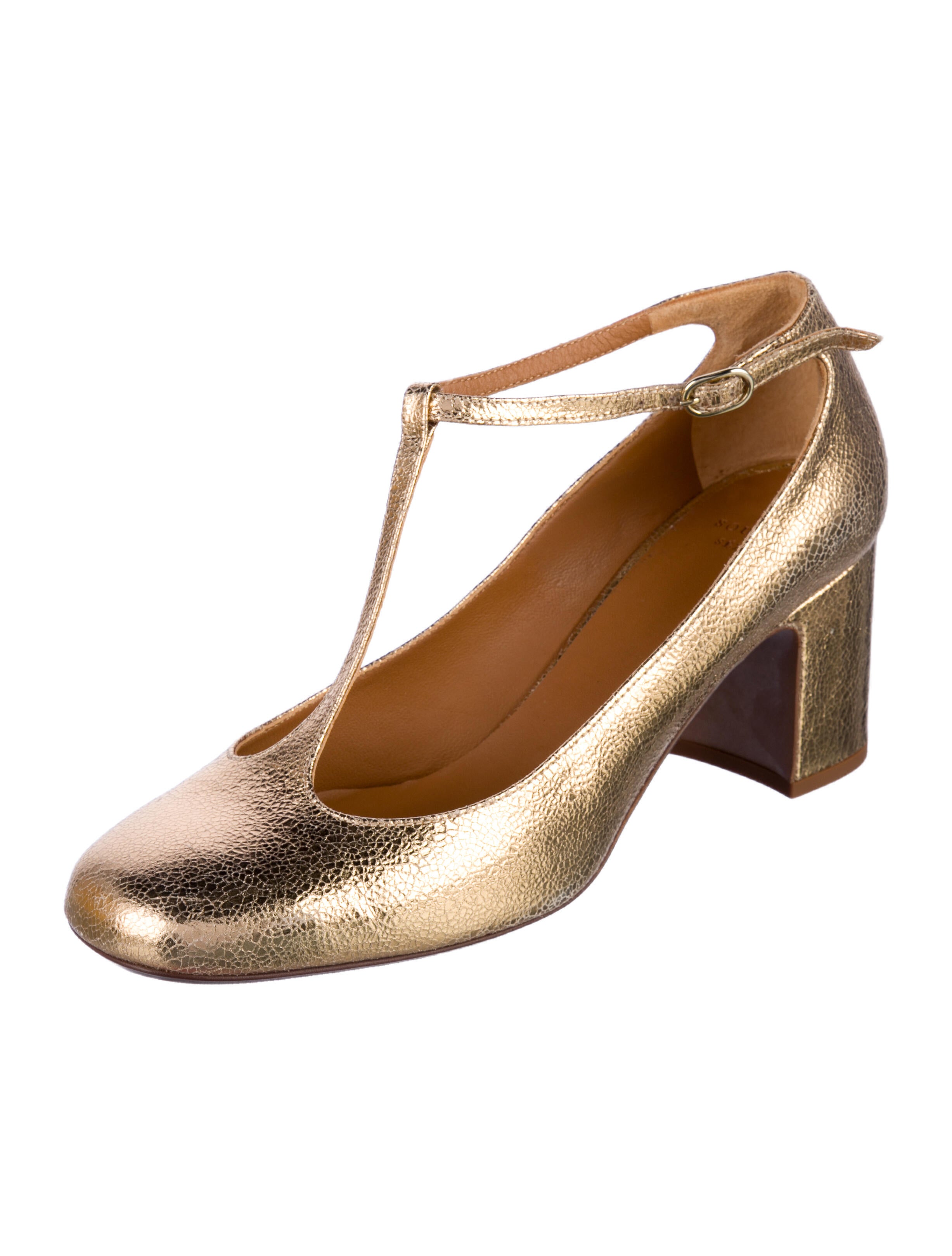 Sézane Leather T-Strap Pumps