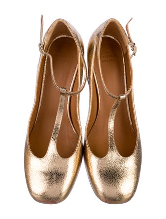 Sézane Leather T-Strap Pumps