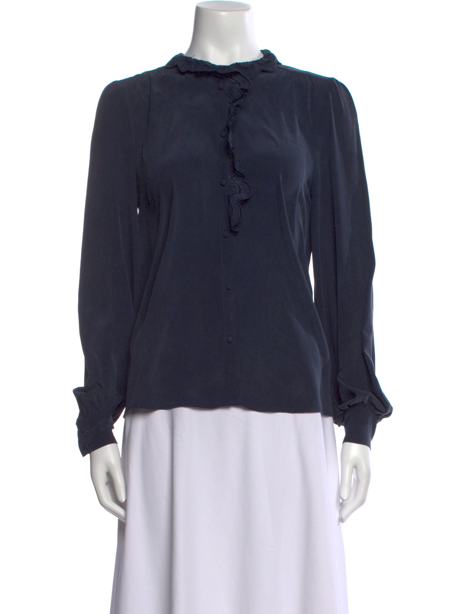 Sézane Silk Crew Neck Blouse