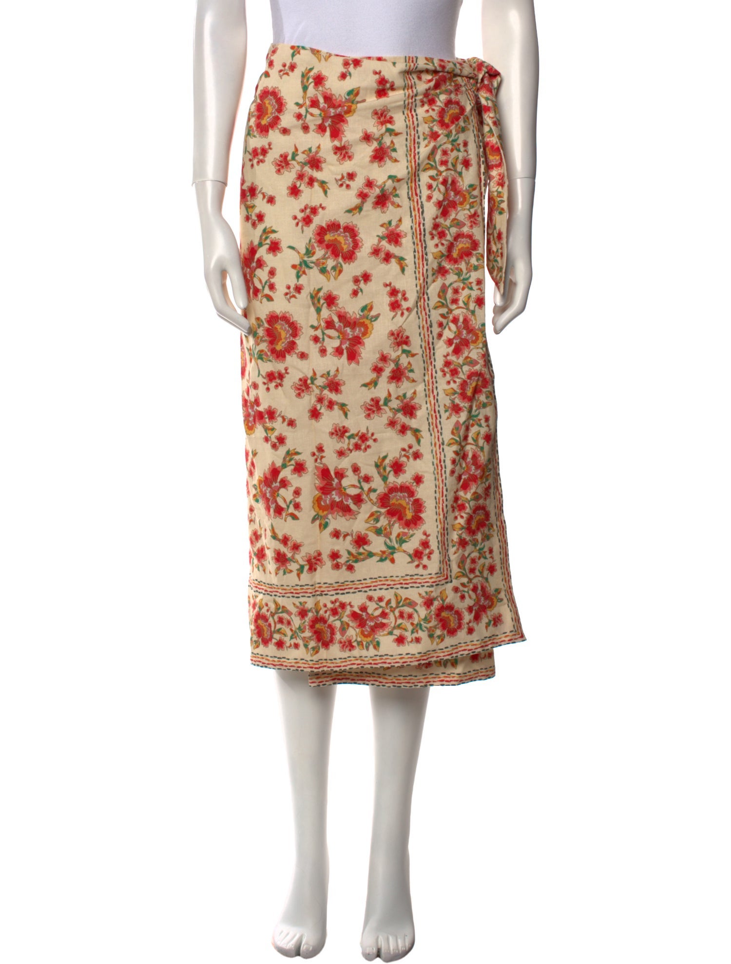 Sézane Floral Print Midi Length Skirt