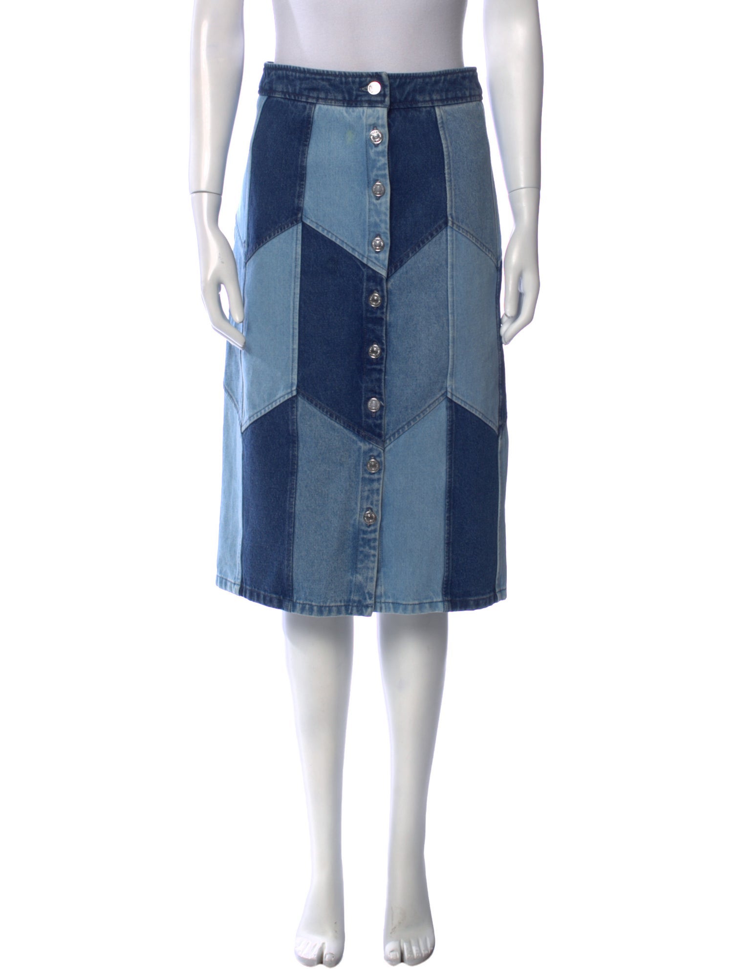 Sézane Colorblock Pattern Knee-Length Skirt