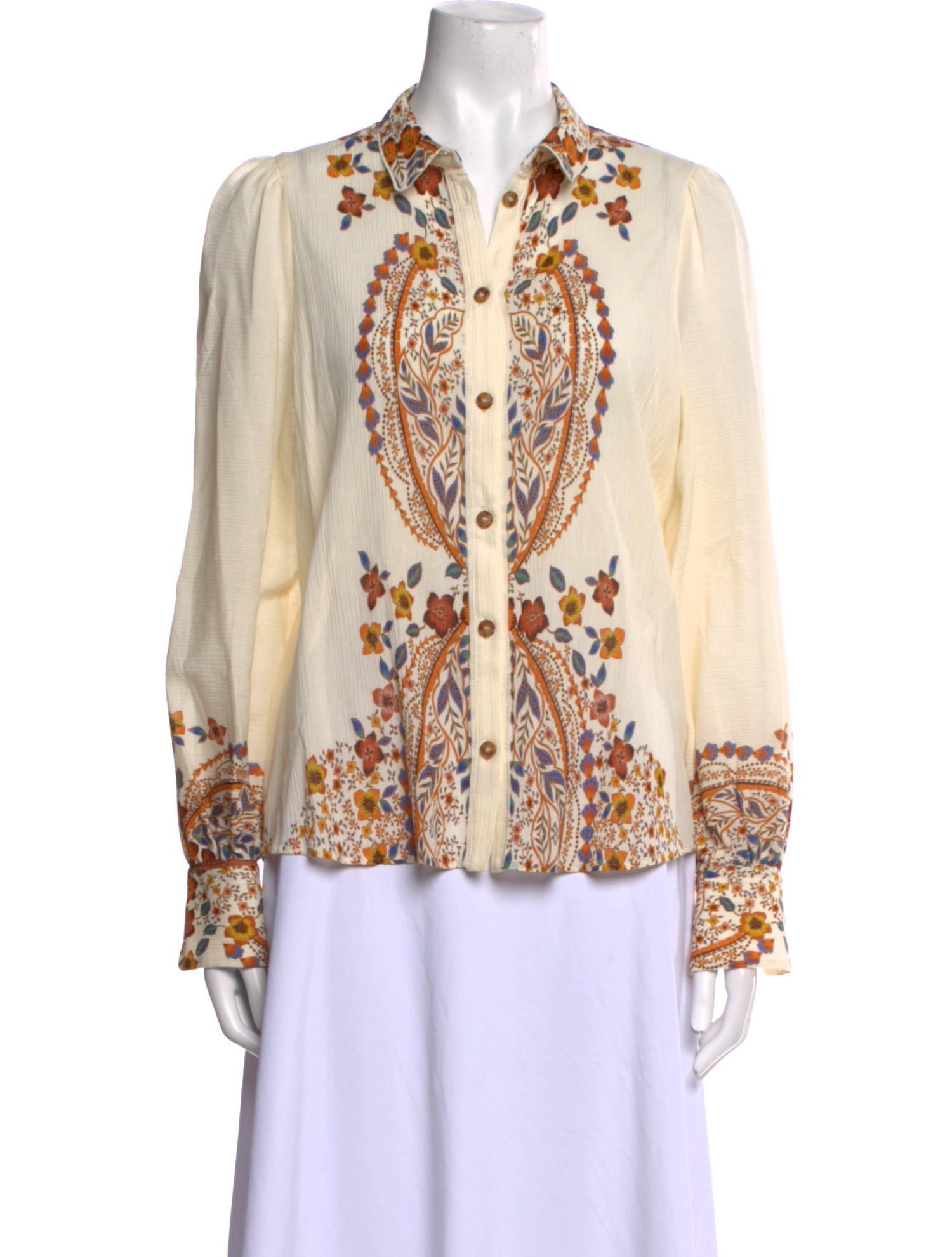 Sézane Printed V-Neck Blouse