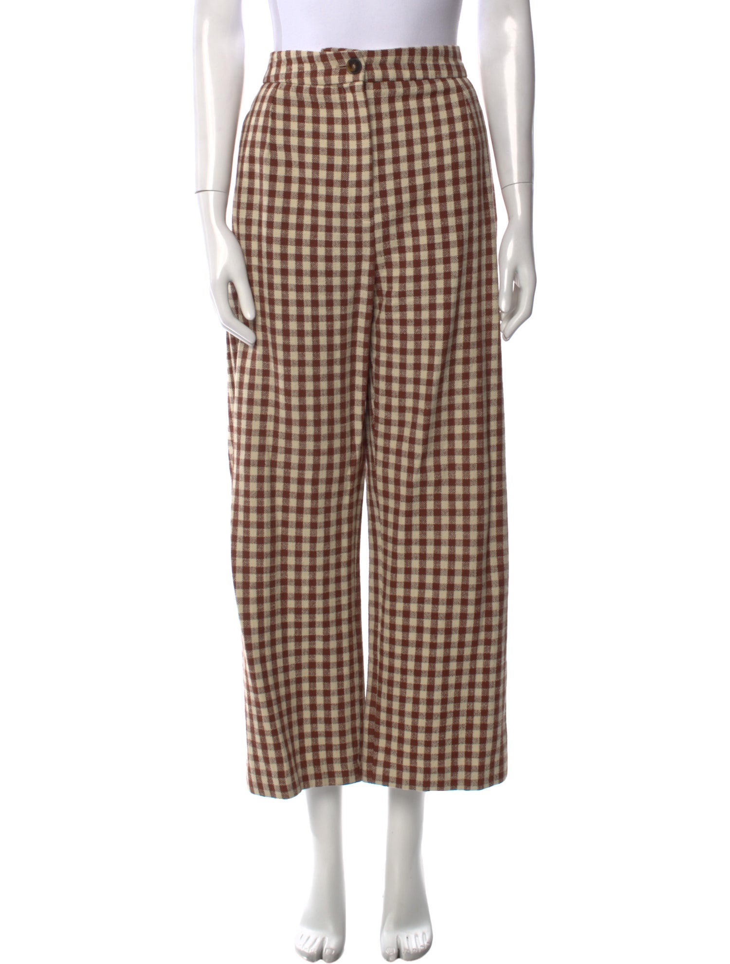 Sézane Plaid Print Wide Leg Pants