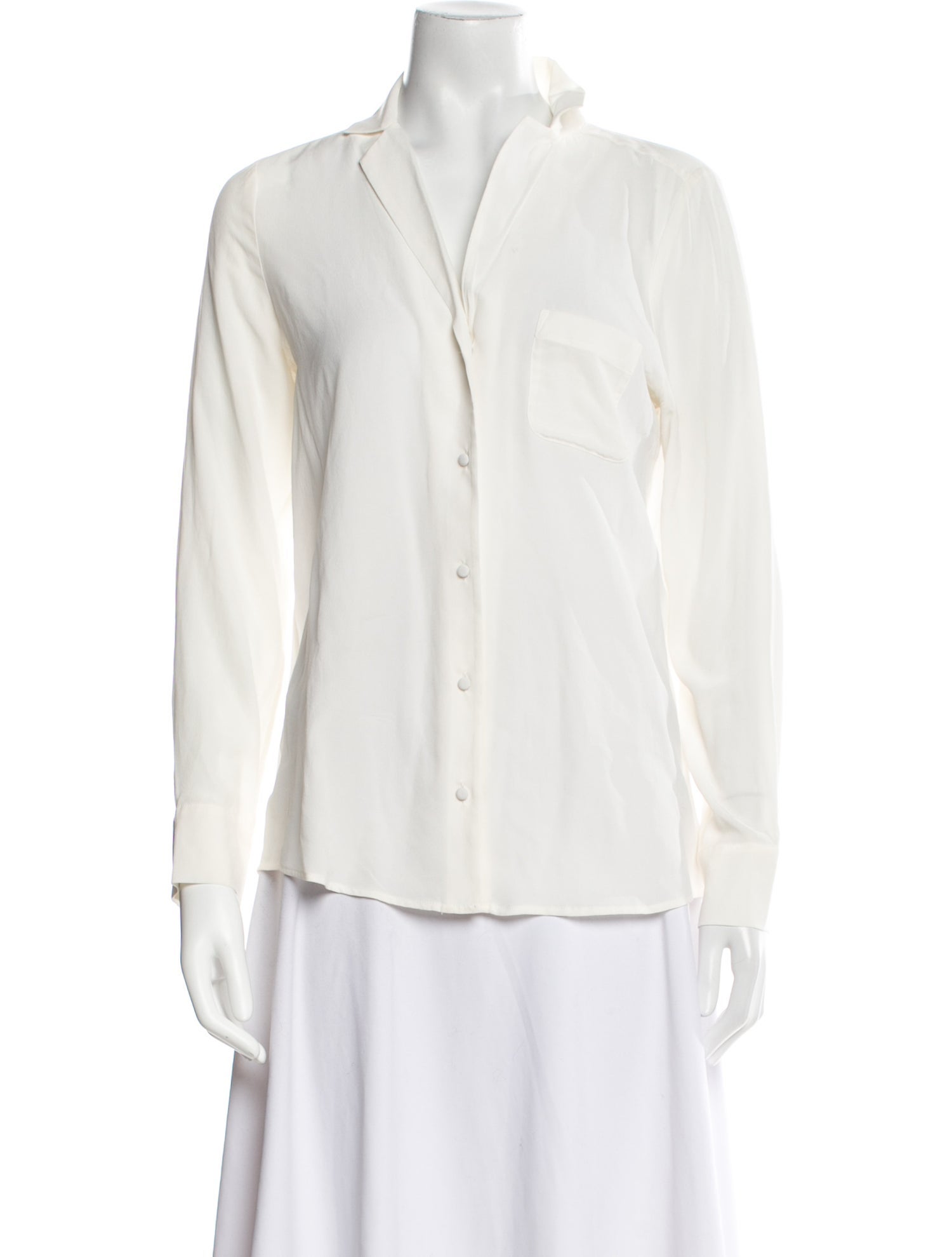 Sézane Silk V-Neck Button-Up Top