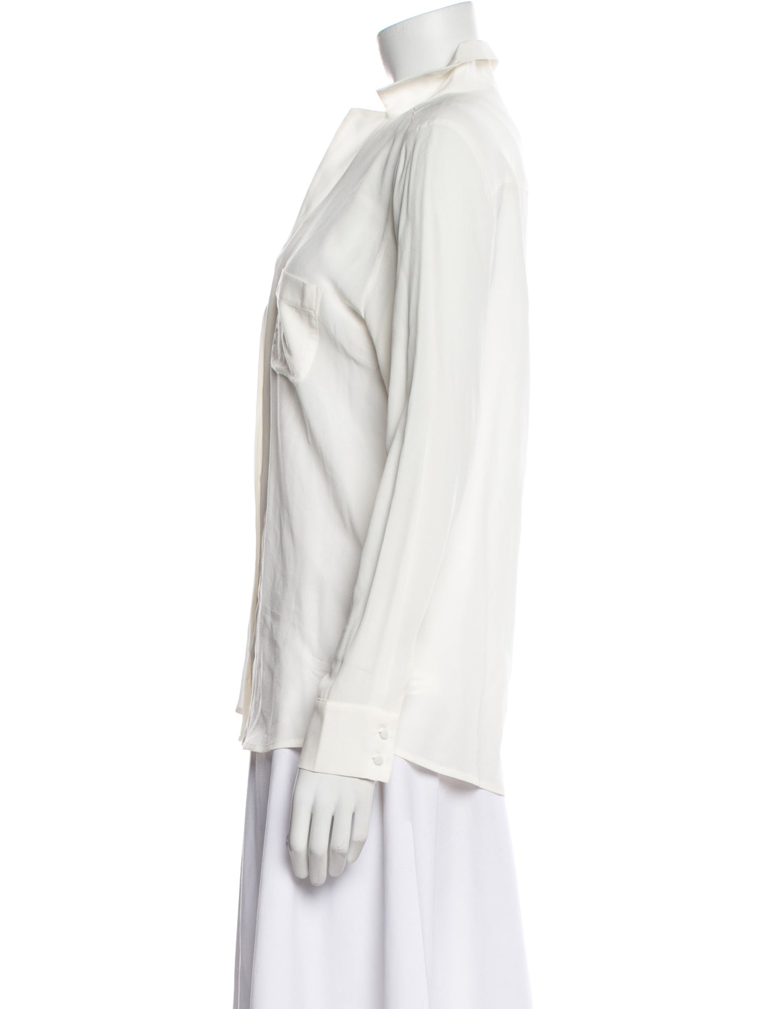 Sézane Silk V-Neck Button-Up Top