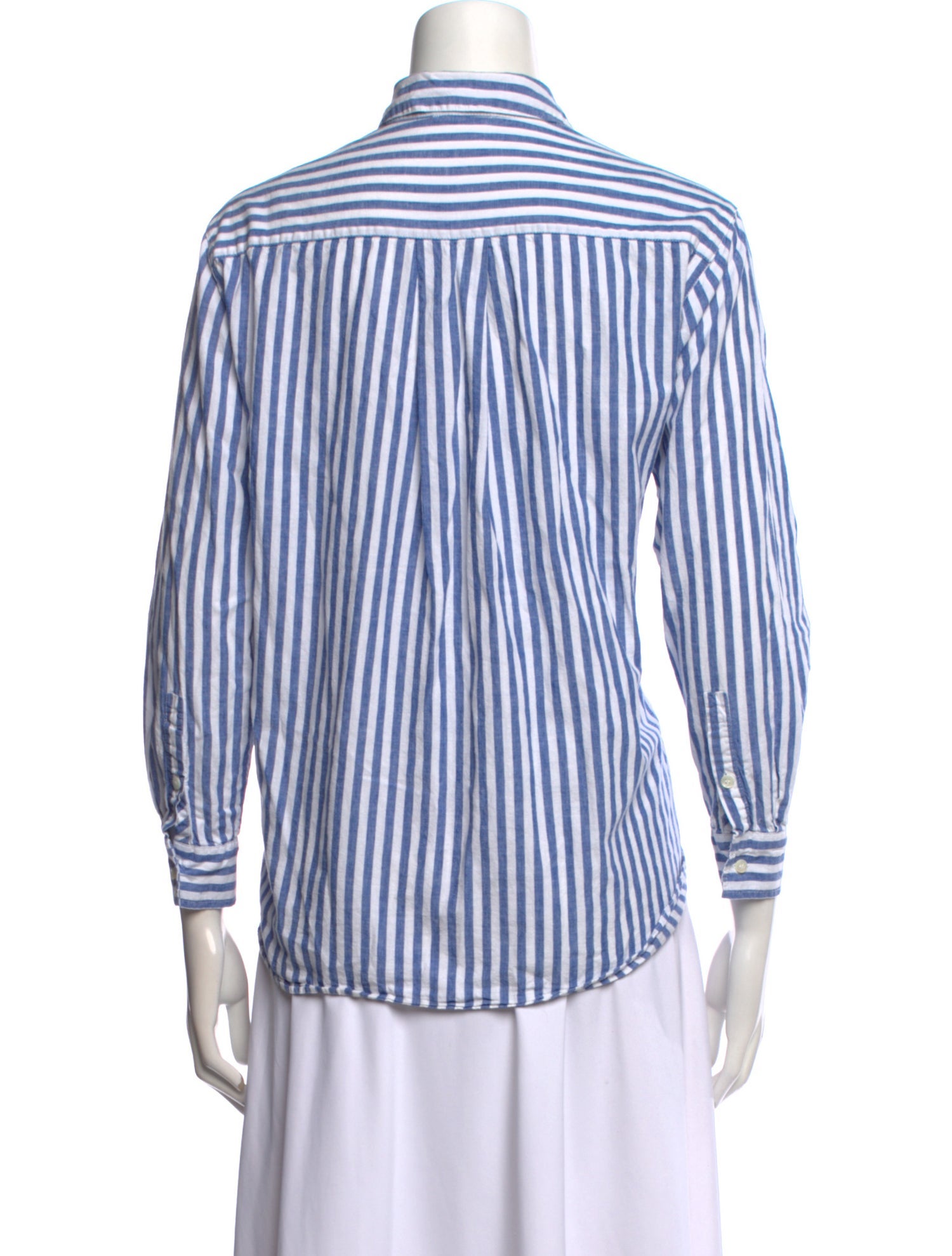 Sézane Striped Three-Quarter Sleeve Button-Up Top