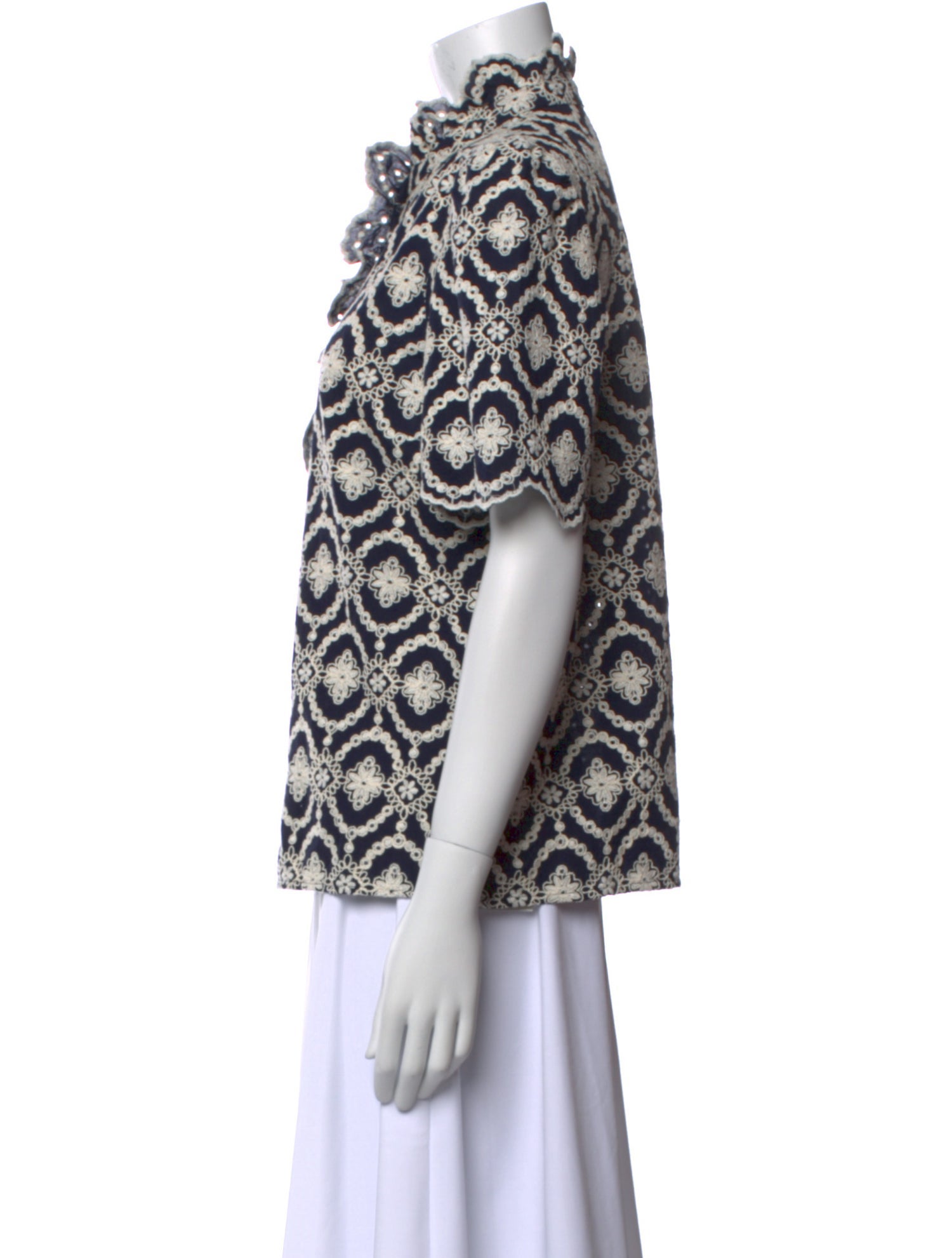 Sézane Printed Mock Neck Blouse