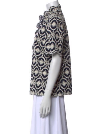 Sézane Printed Mock Neck Blouse