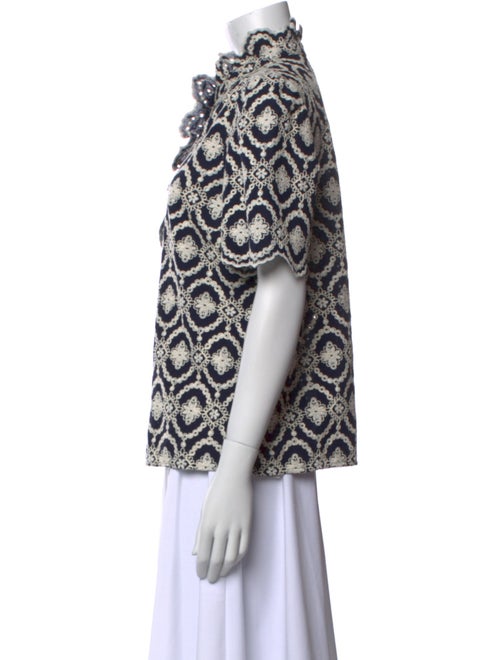 Sézane Printed Mock Neck Blouse