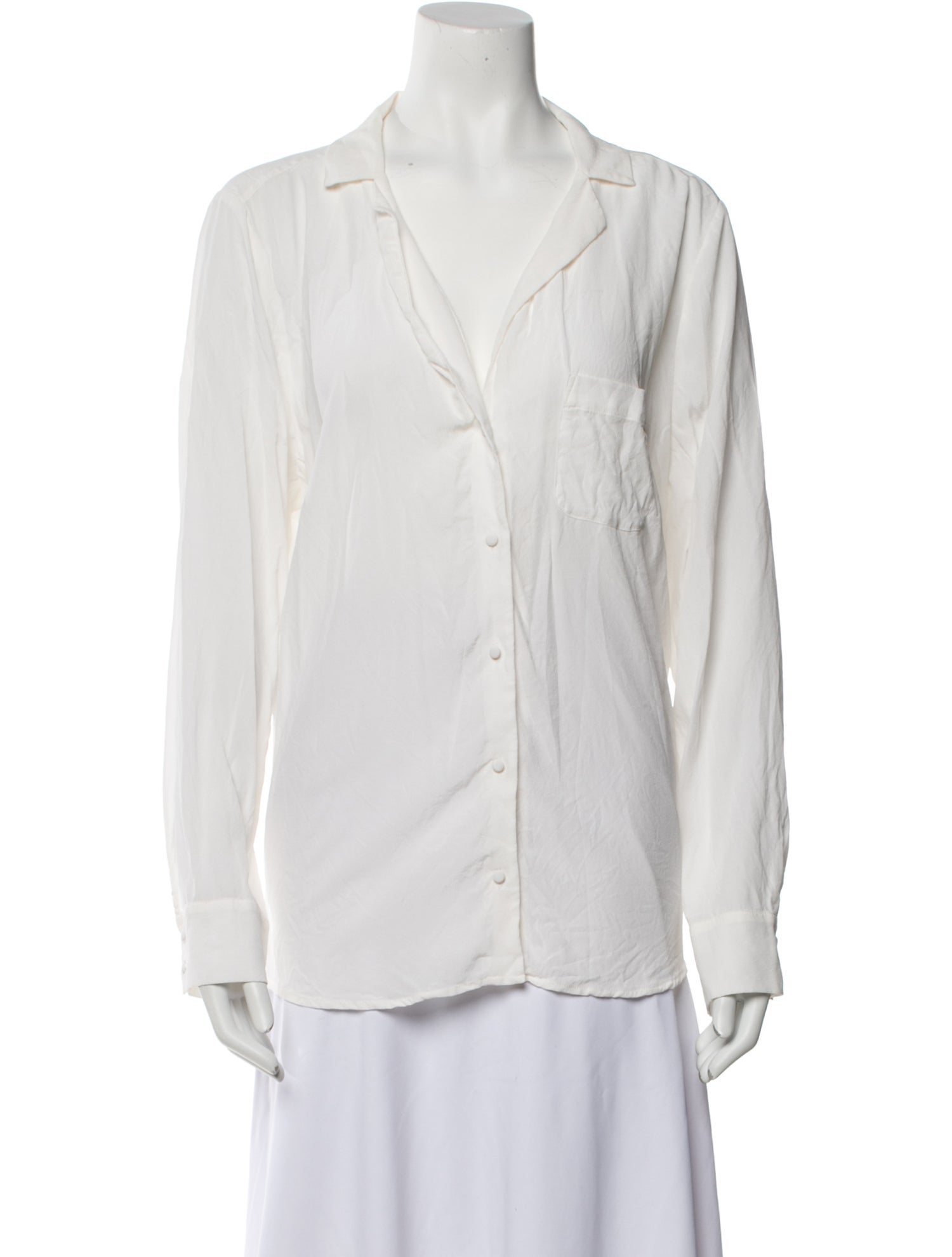 Sézane Silk Long Sleeve Button-Up Top