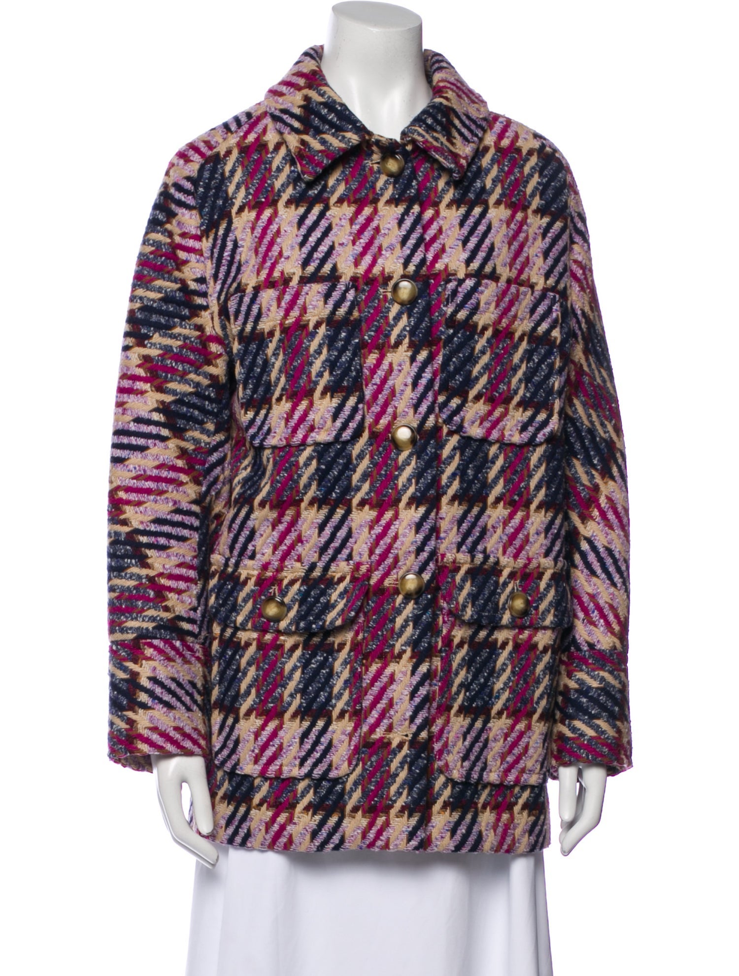 Sézane Houndstooth Print Jacket