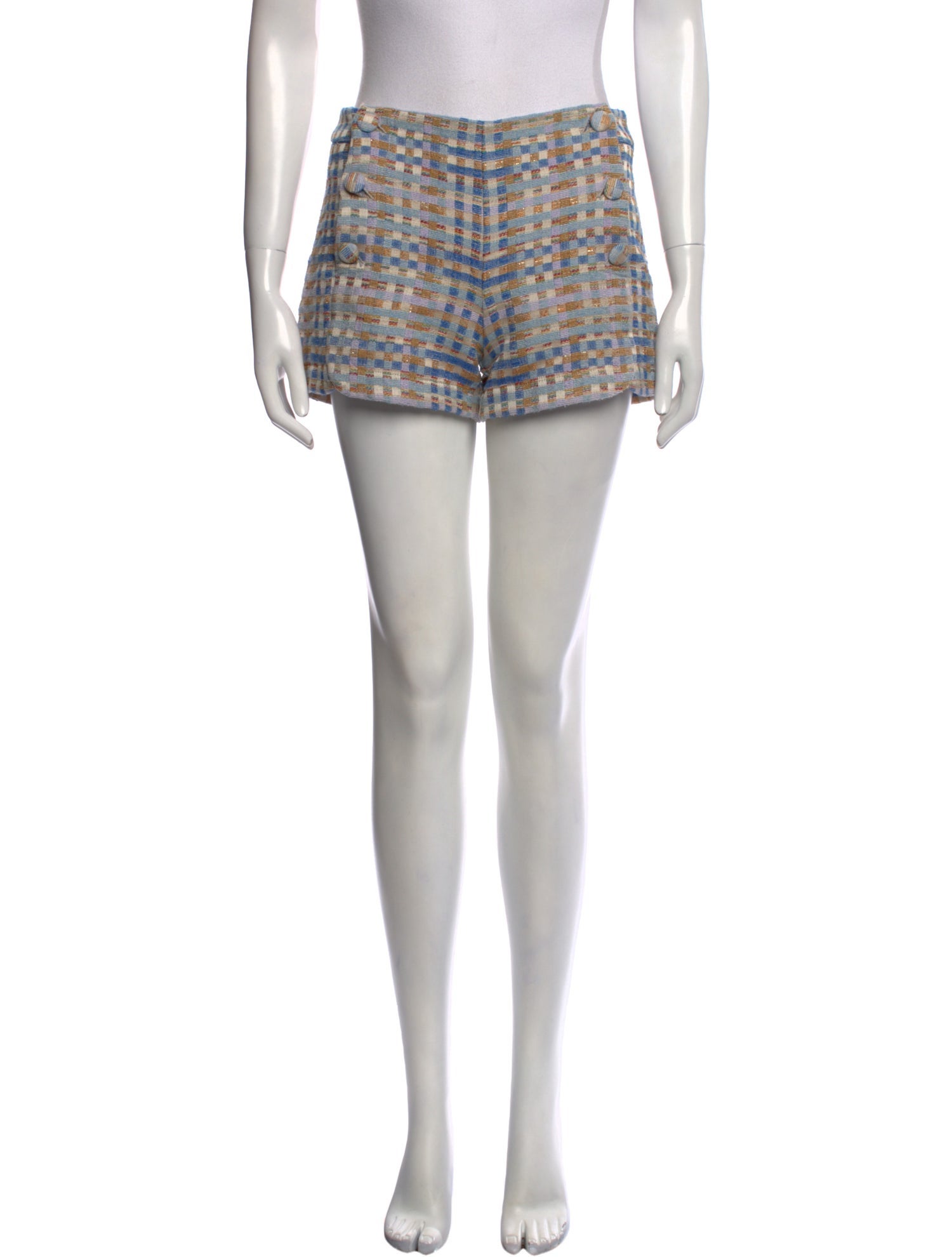 Sézane Plaid Print Mini Shorts