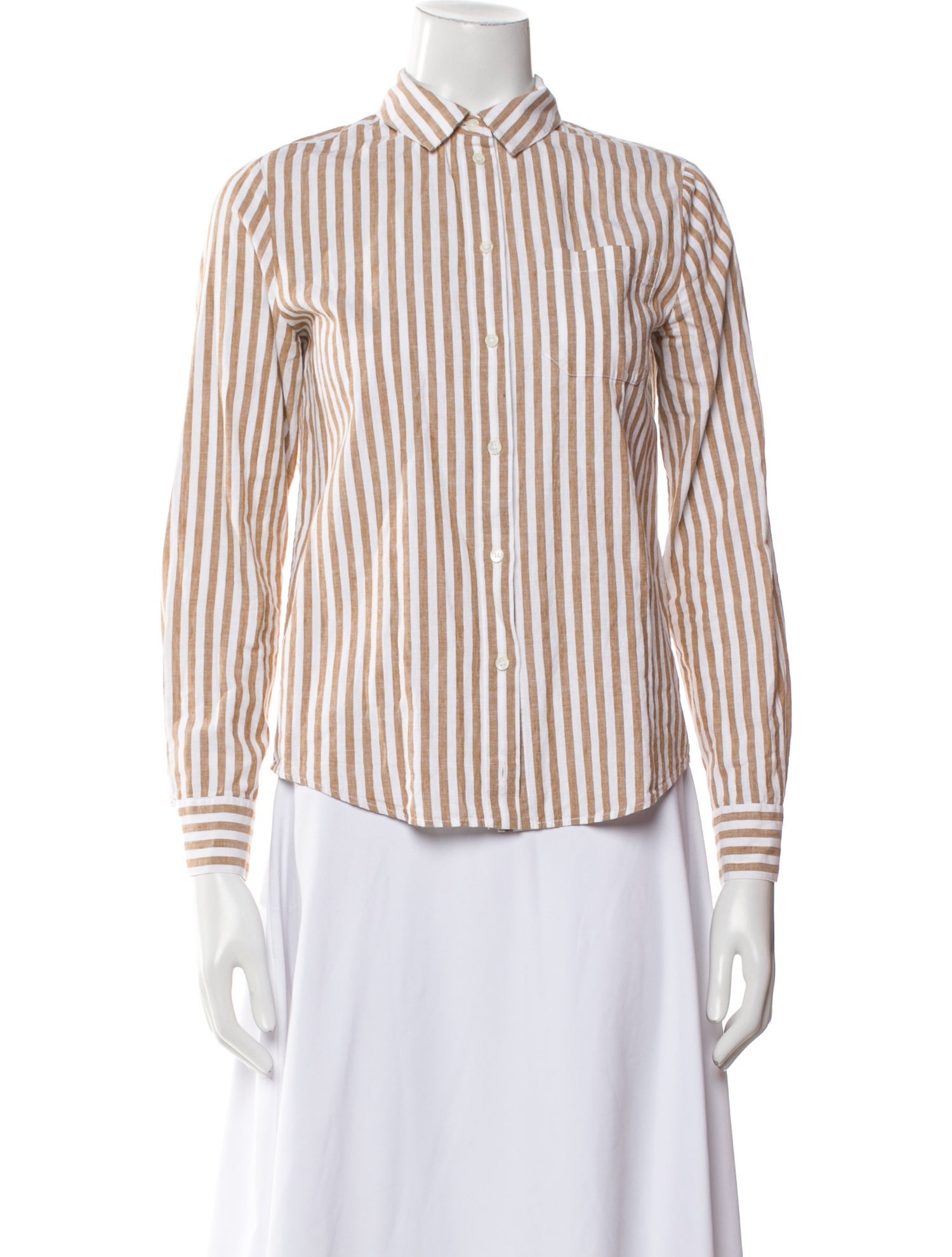 Sézane Striped Long Sleeve Button-Up Top