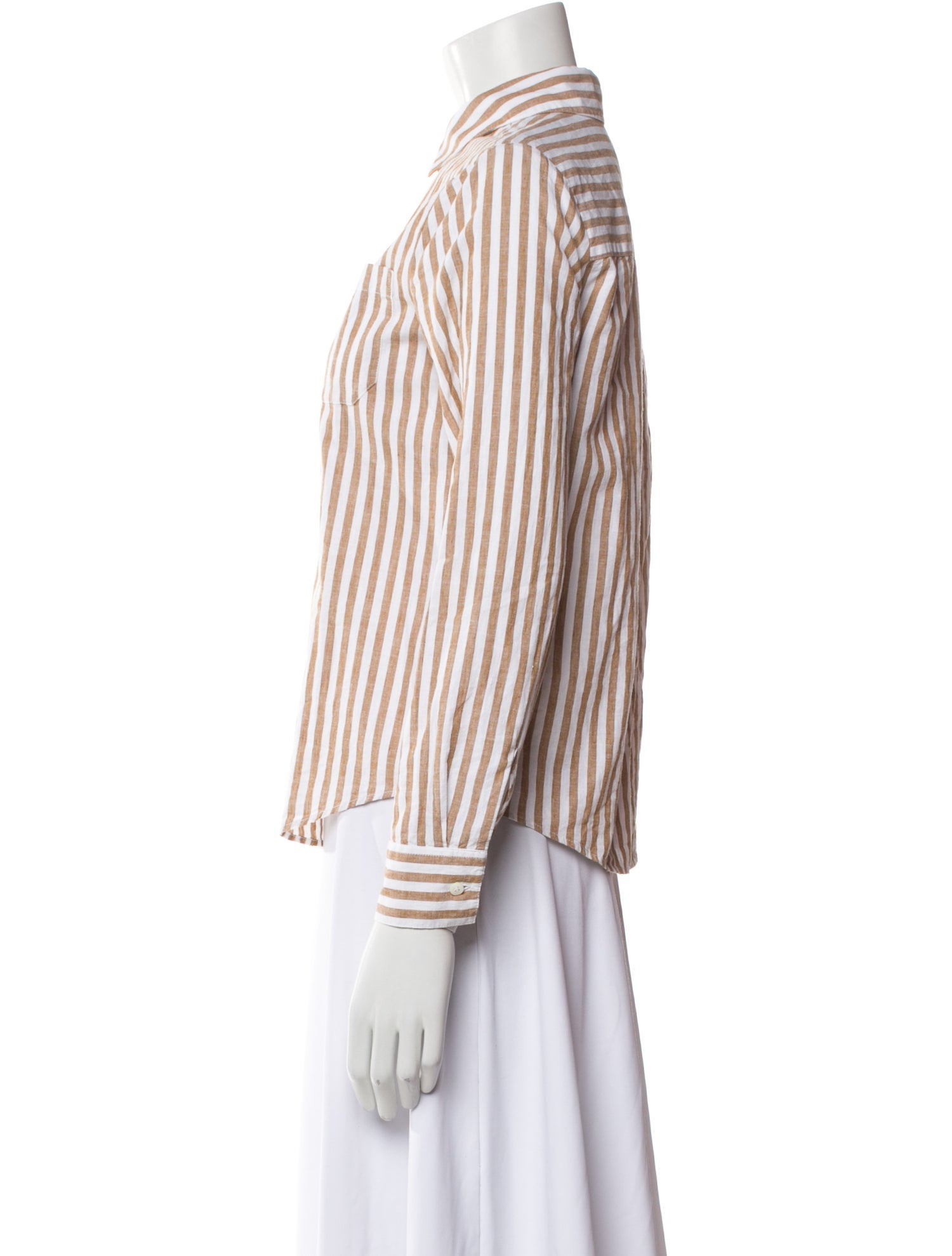 Sézane Striped Long Sleeve Button-Up Top