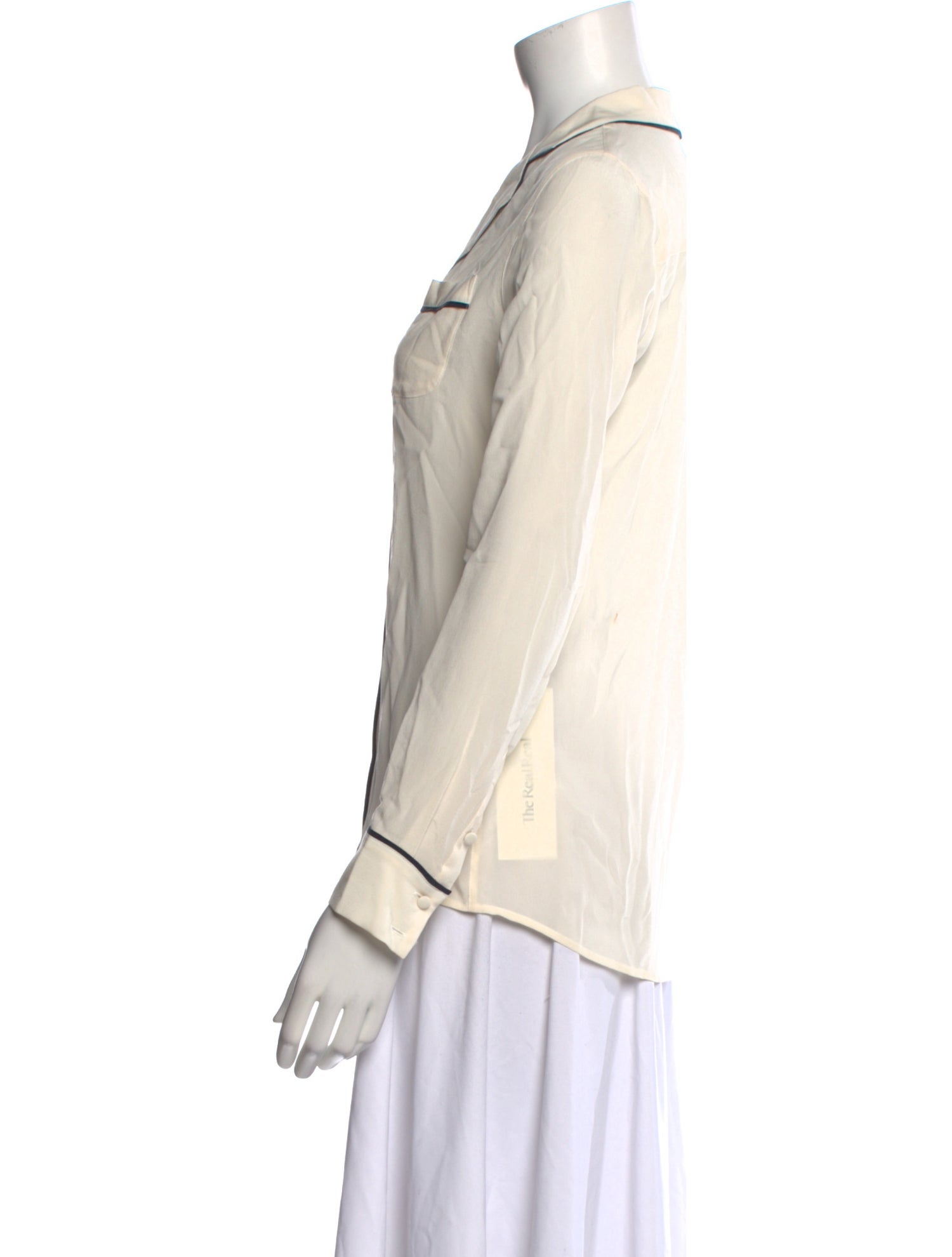 Sézane Silk V-Neck Button-Up Top