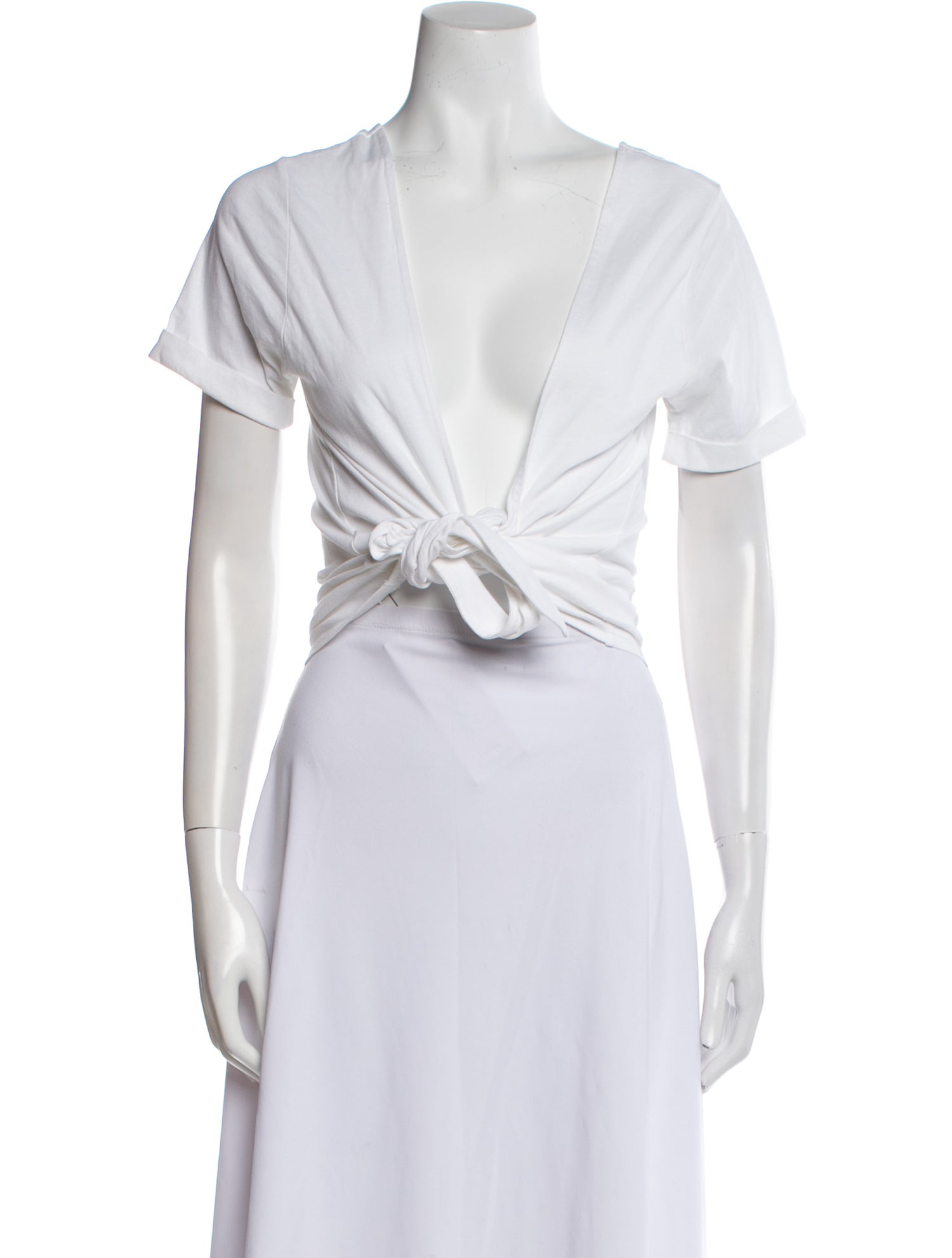 Sézane V-Neck Short Sleeve Crop Top