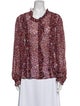 Sézane Floral Print Mock Neck Blouse