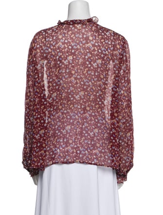 Sézane Floral Print Mock Neck Blouse