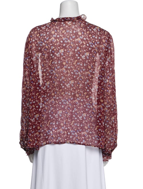 Sézane Floral Print Mock Neck Blouse