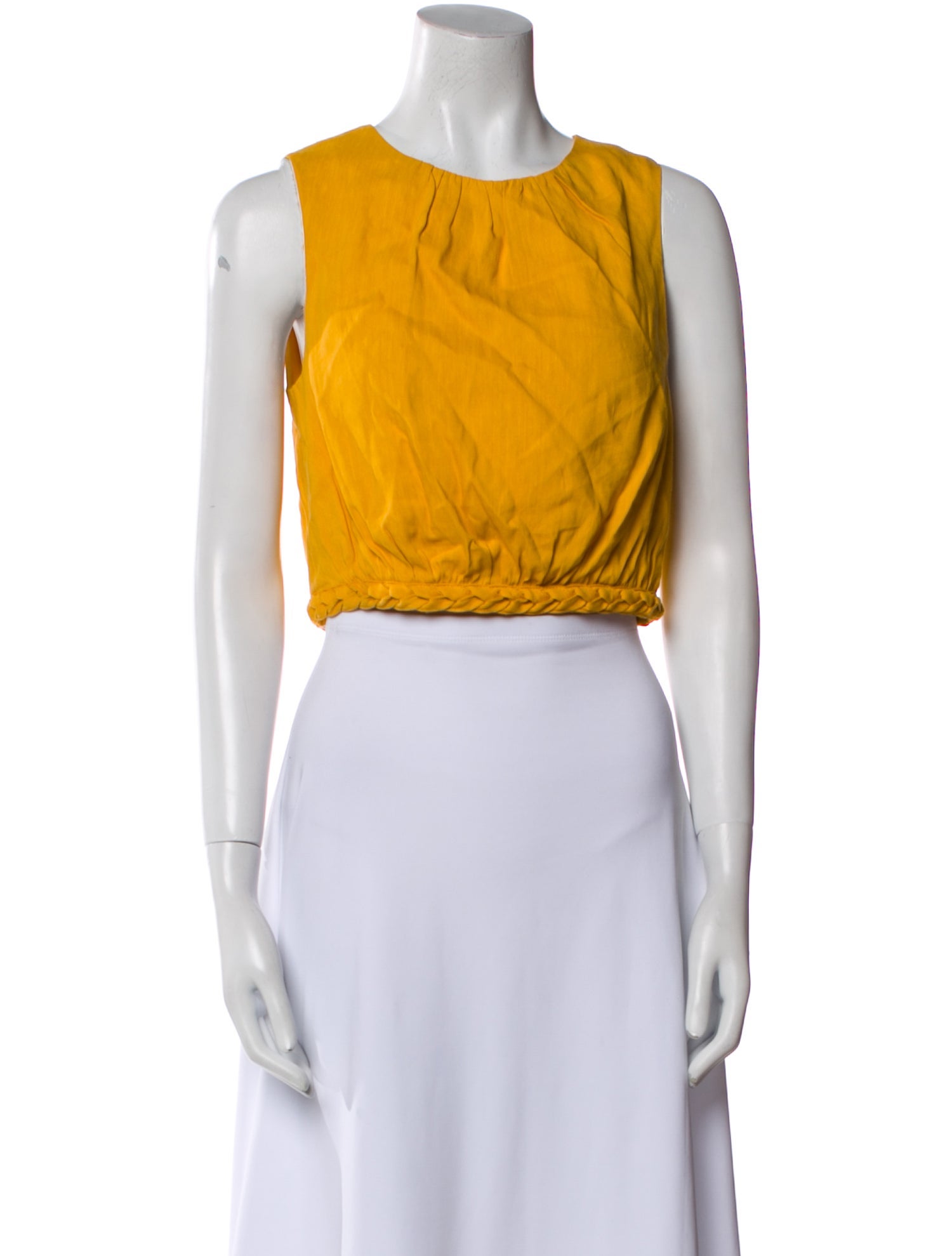 Sézane Linen Crew Neck Crop Top