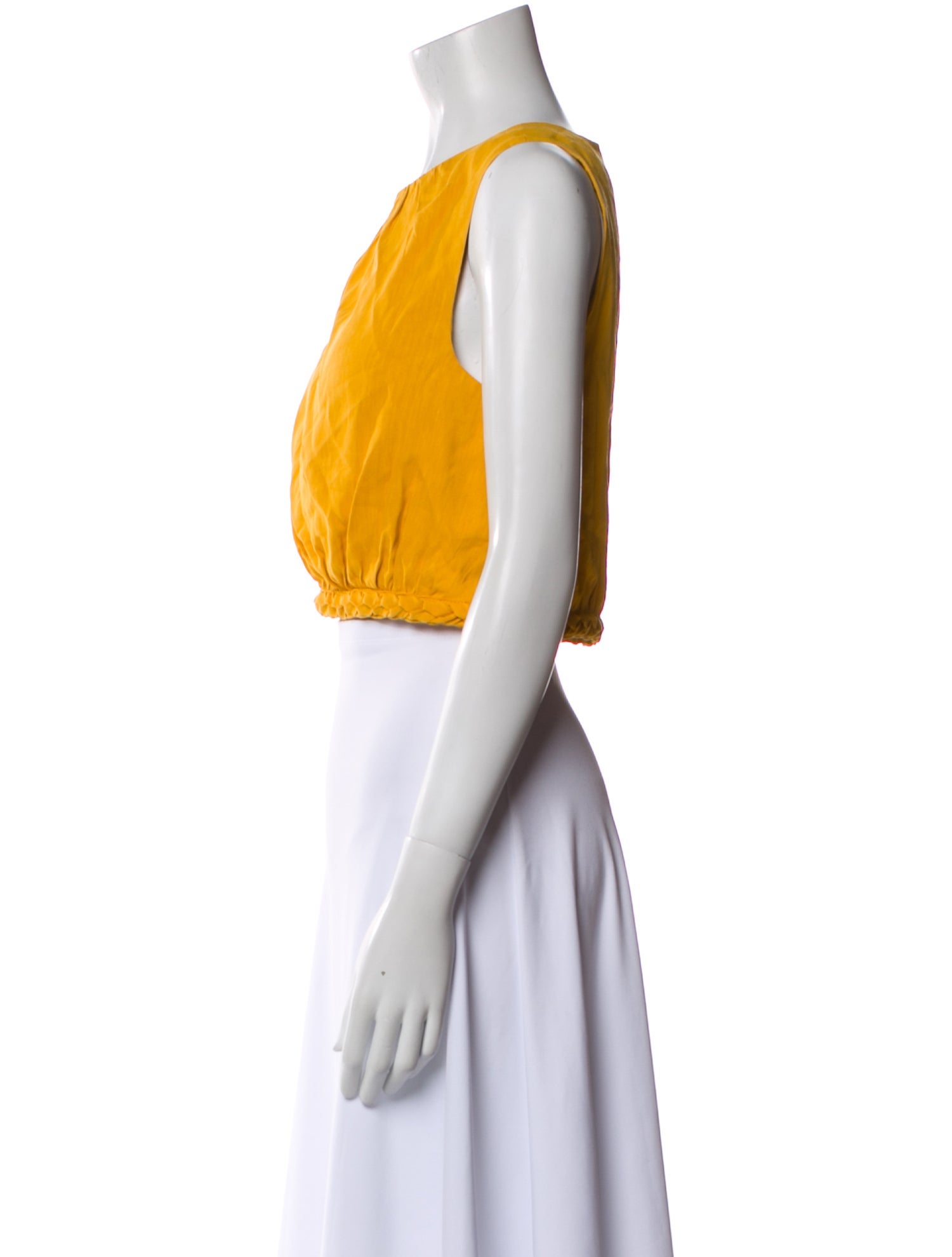 Sézane Linen Crew Neck Crop Top