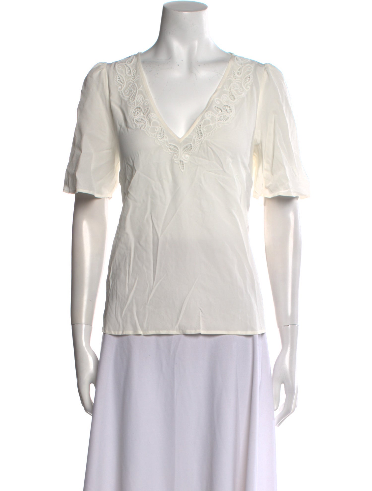 Sézane Silk V-Neck Top