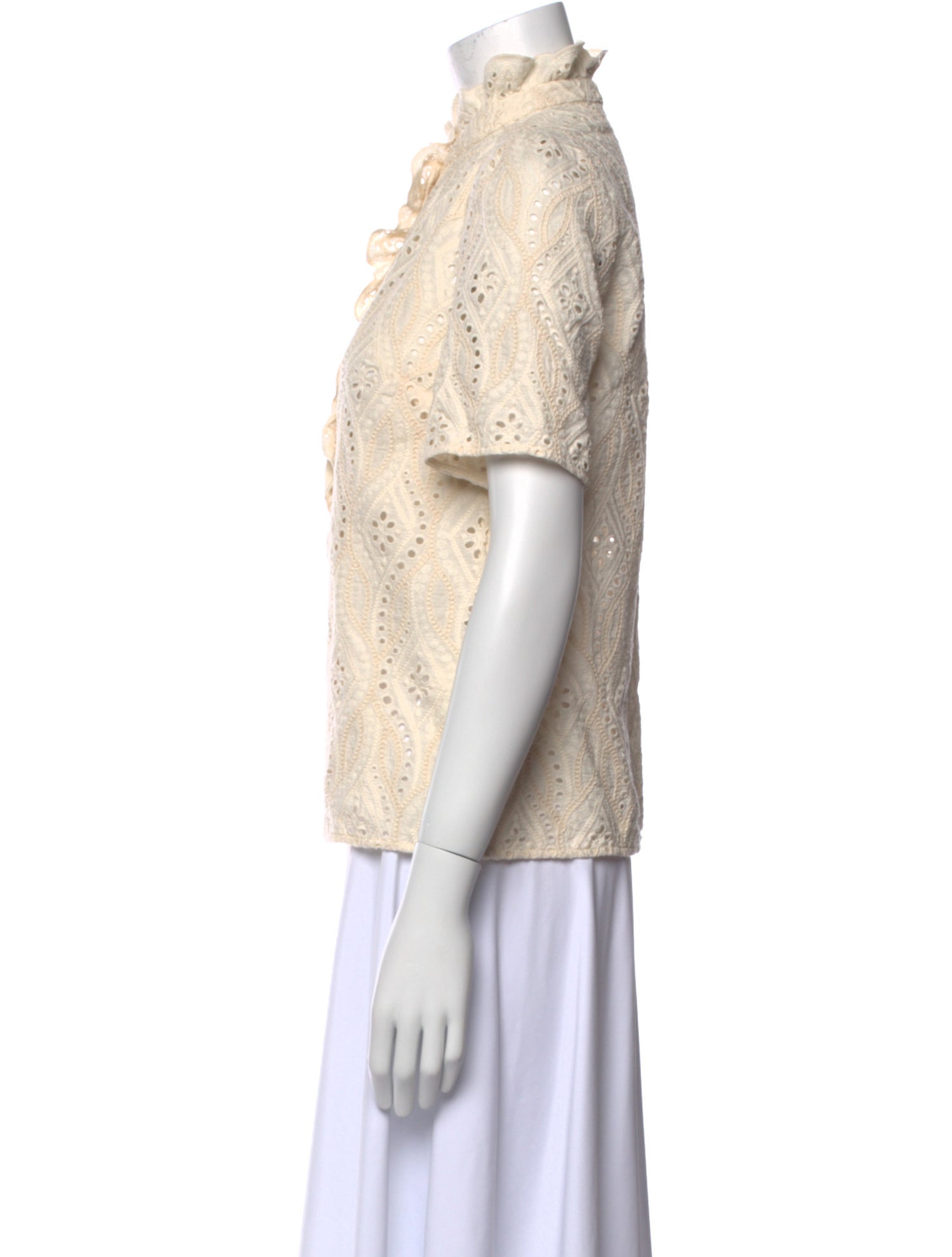 Sézane Mock Neck Short Sleeve Blouse