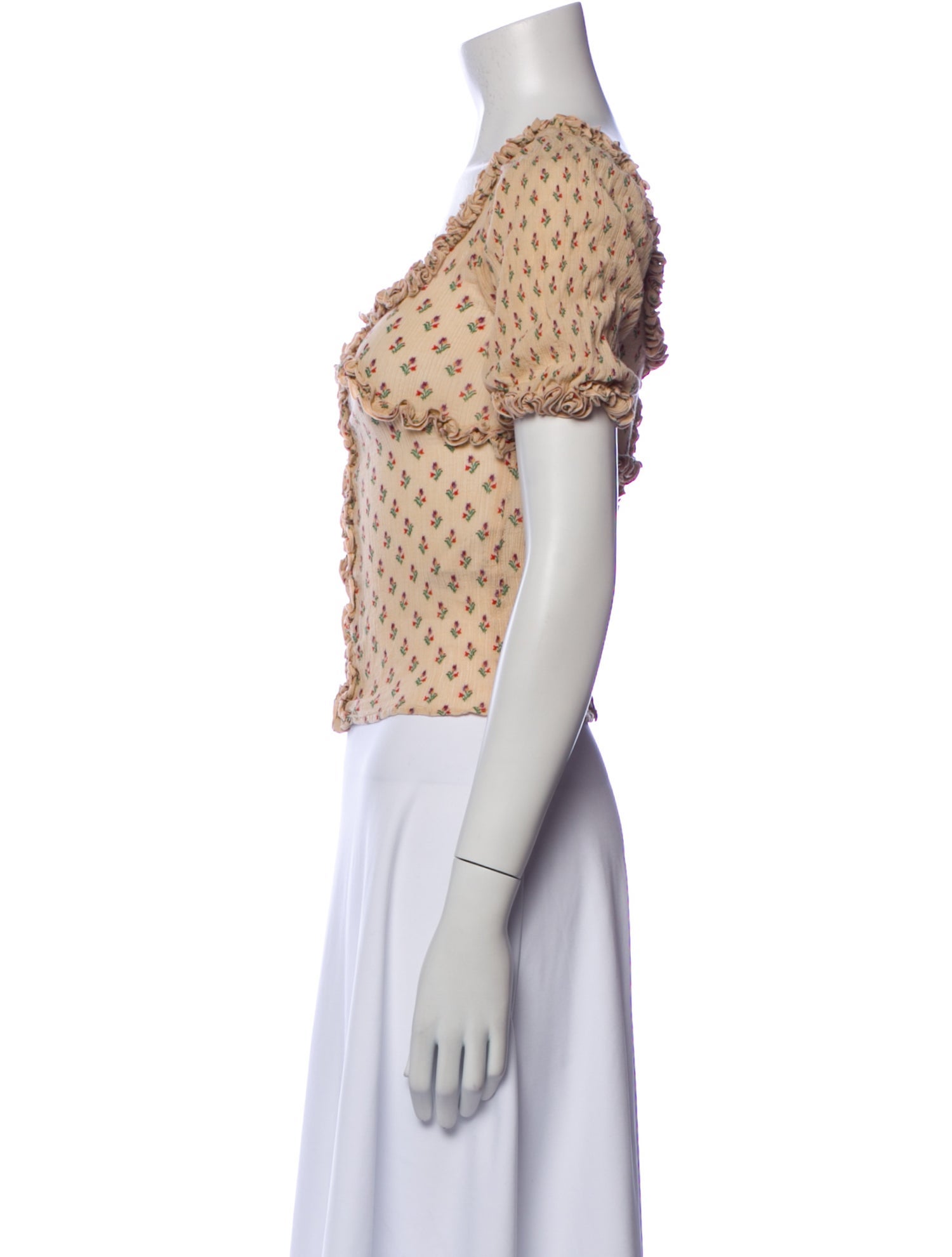 Sézane Printed Square Neckline Crop Top