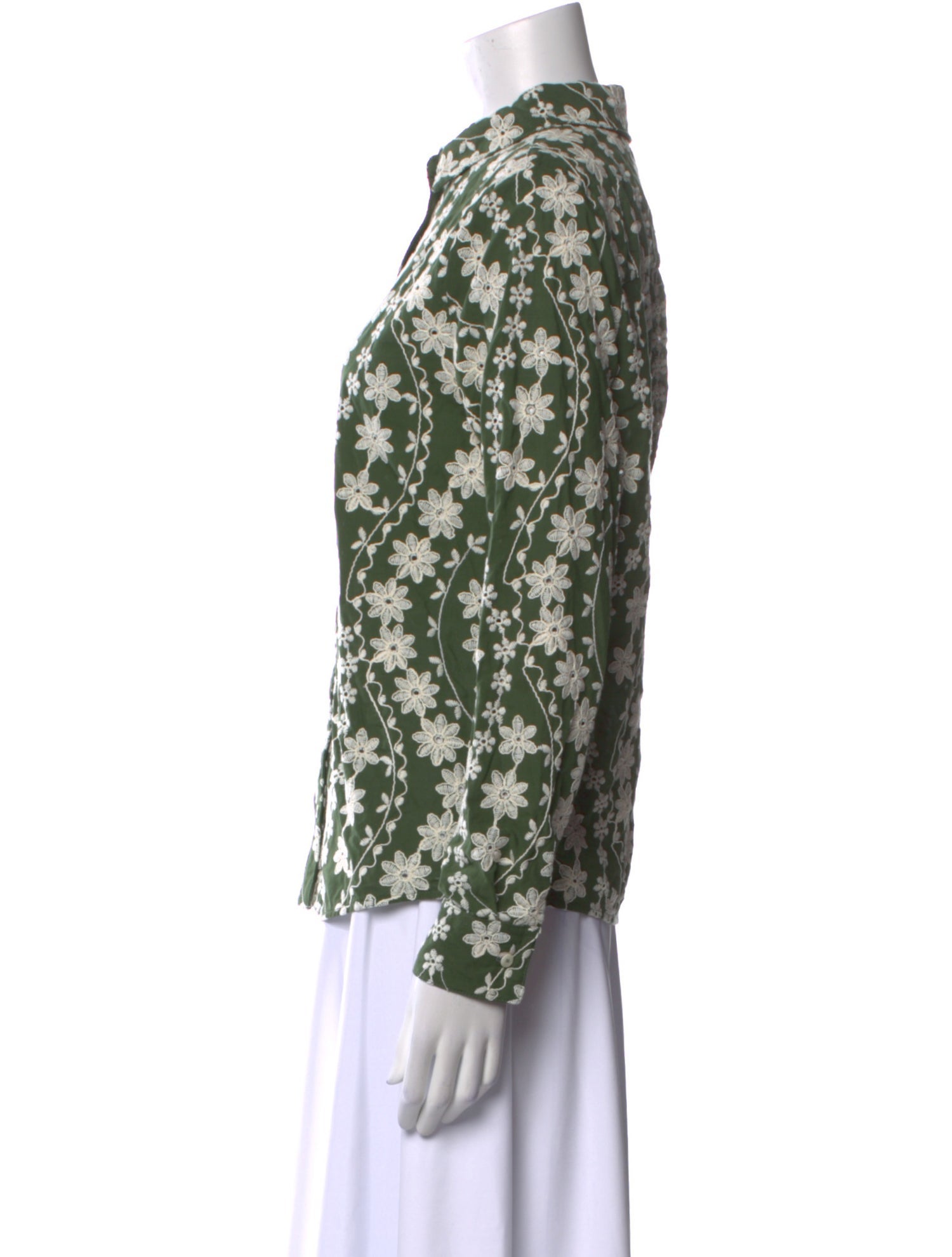 Sézane Floral Print Mock Neck Button-Up Top