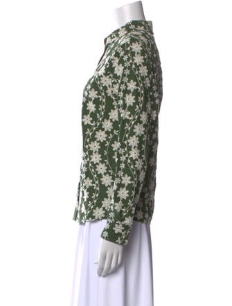 Sézane Floral Print Mock Neck Button-Up Top