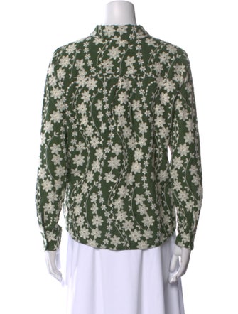 Sézane Floral Print Mock Neck Button-Up Top