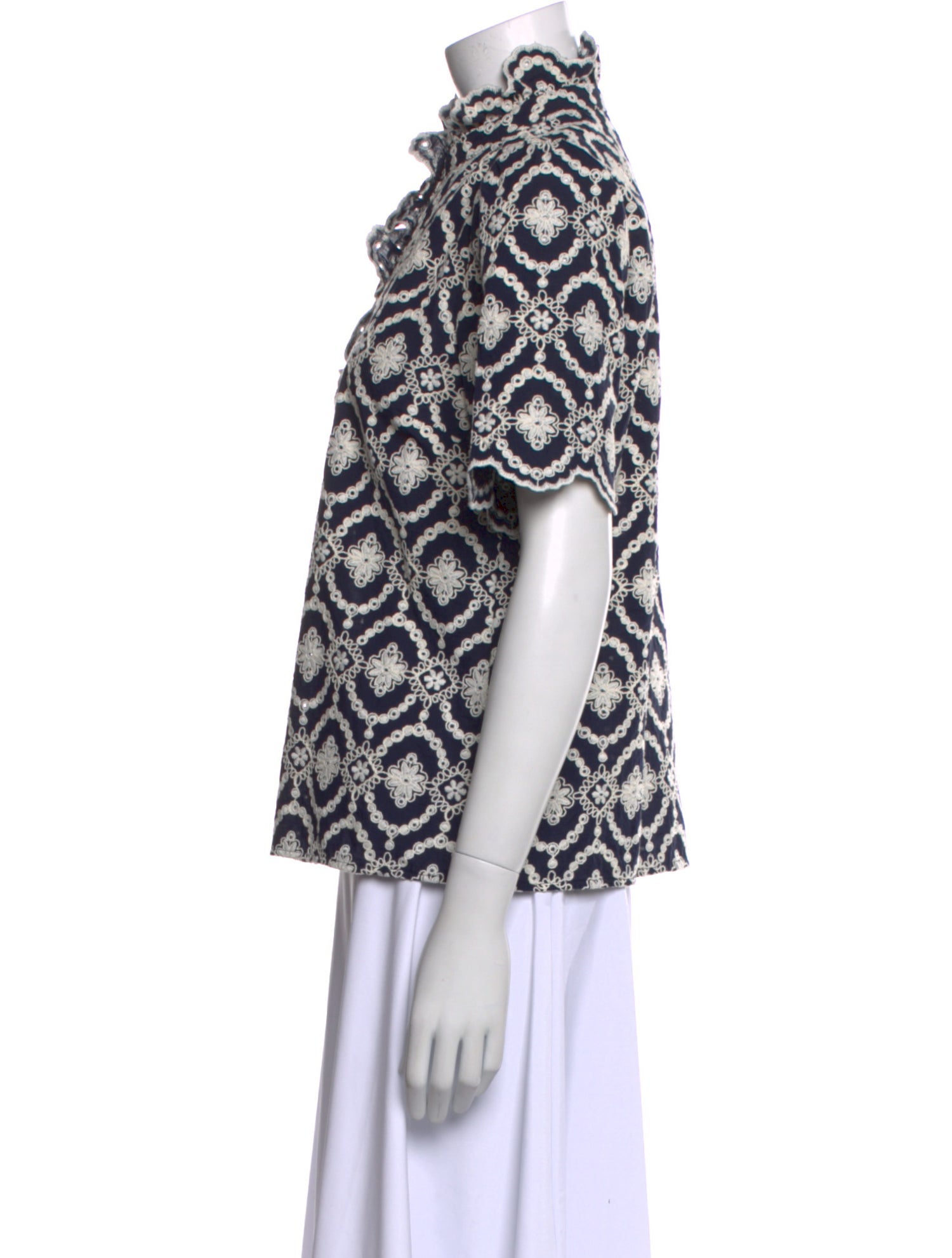 Sézane Printed Mock Neck Blouse