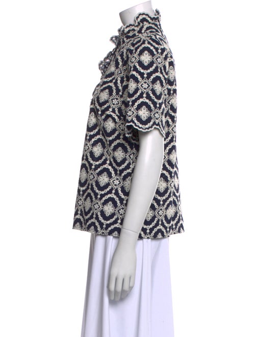 Sézane Printed Mock Neck Blouse