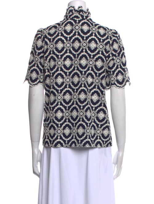 Sézane Printed Mock Neck Blouse