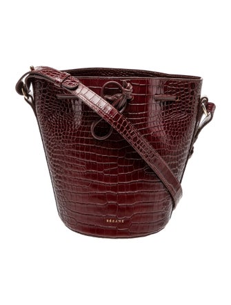 Sézane Embossed Leather Bucket Bag