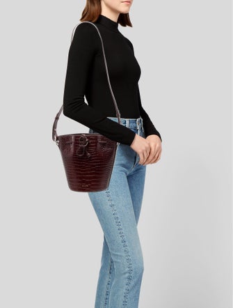 Sézane Embossed Leather Bucket Bag
