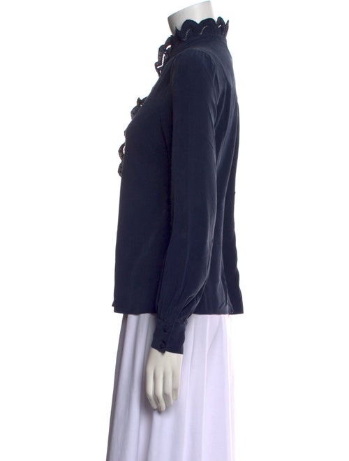 Sézane Silk Mock Neck Button-Up Top