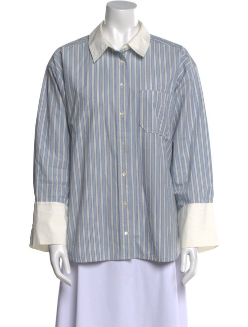 Sézane Striped Long Sleeve Button-Up Top