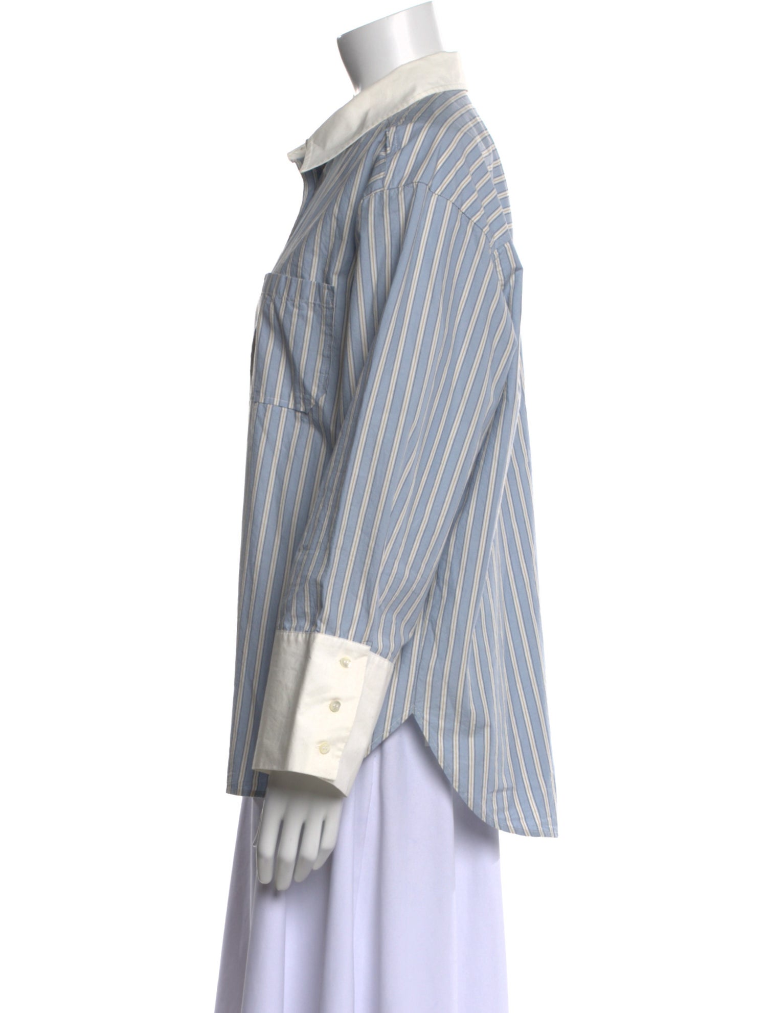 Sézane Striped Long Sleeve Button-Up Top