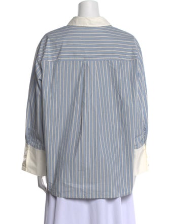Sézane Striped Long Sleeve Button-Up Top