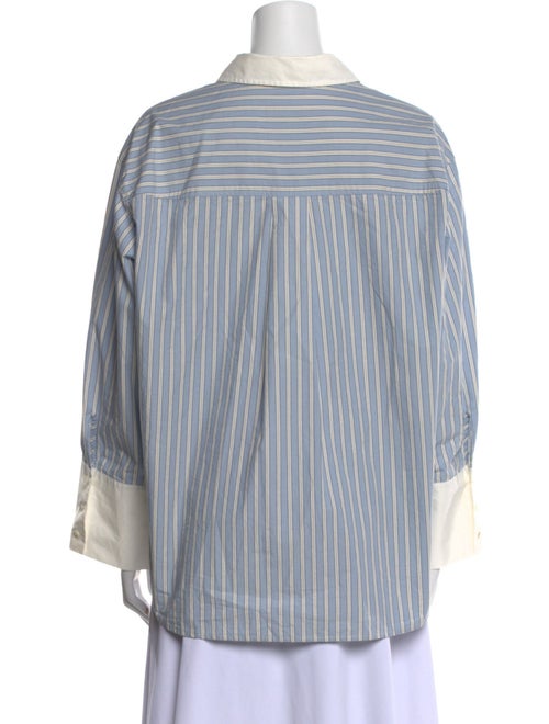 Sézane Striped Long Sleeve Button-Up Top