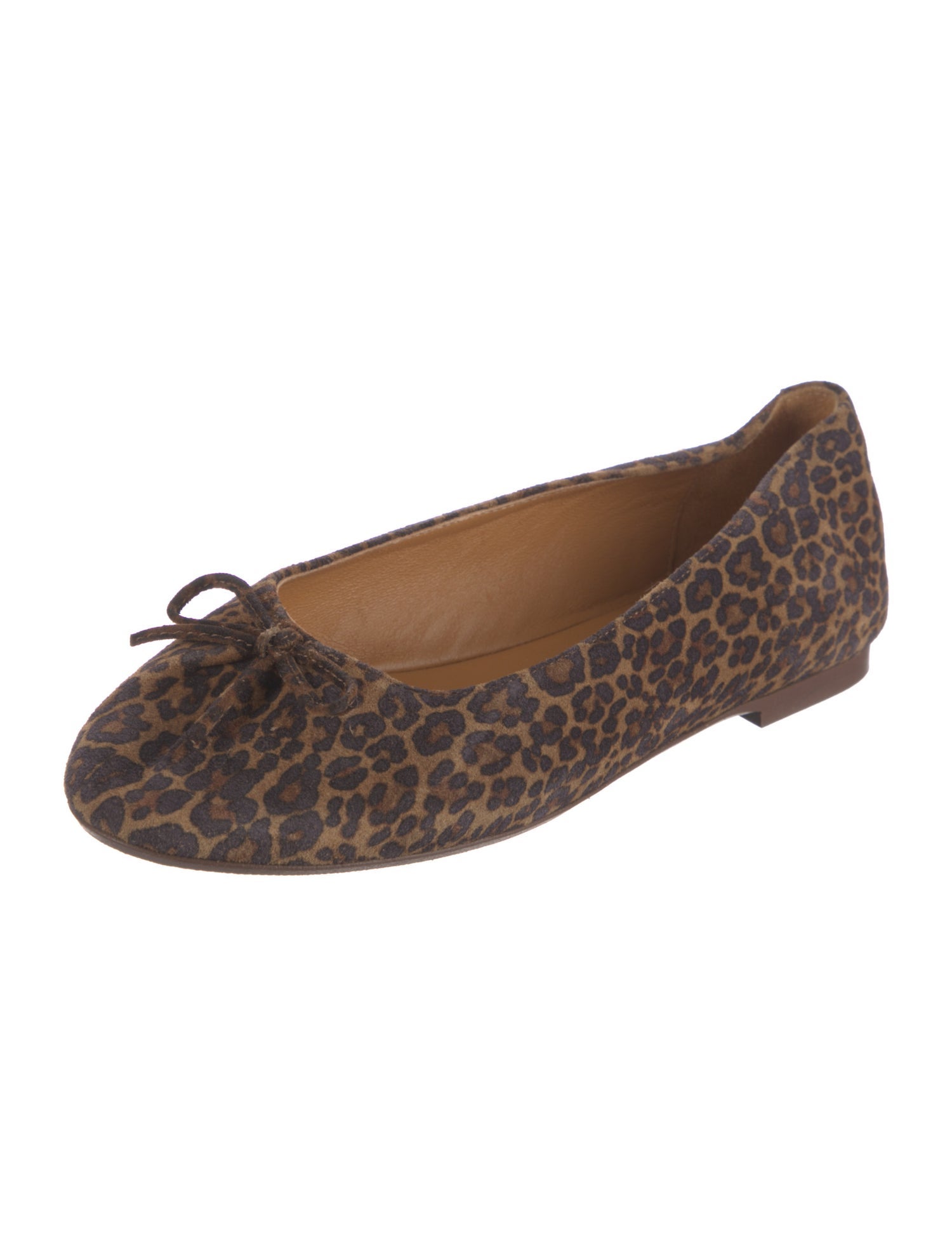 Sézane Suede Animal Print Ballet Flats