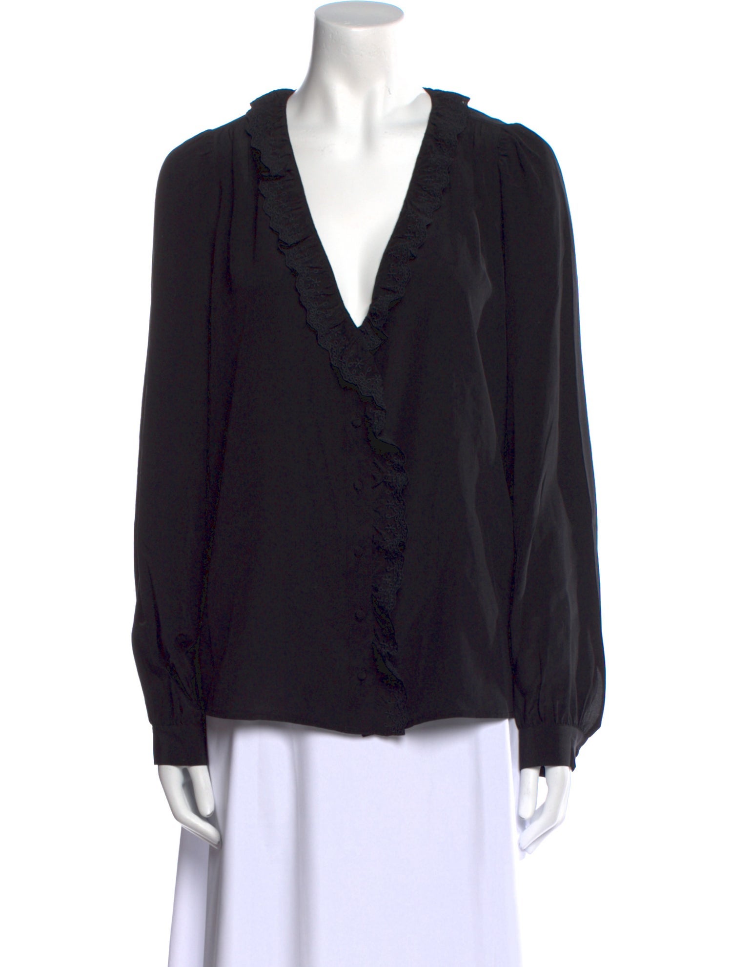 Sézane Silk V-Neck Blouse