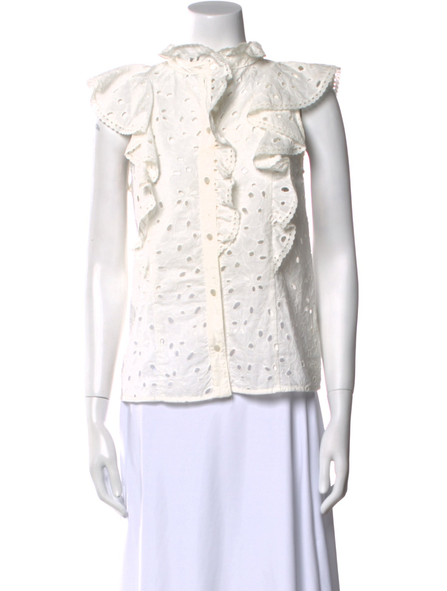 Sézane Mock Neck Sleeveless Blouse